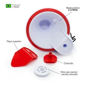 BEBEDOURO FONTE VERMELHO CÃES E GATOS COM FILTRO 2 LITROS PETLON